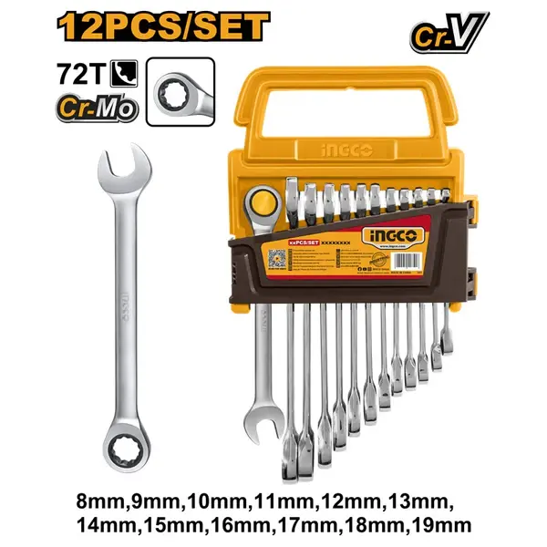 12 Pcs ratchet spanner set